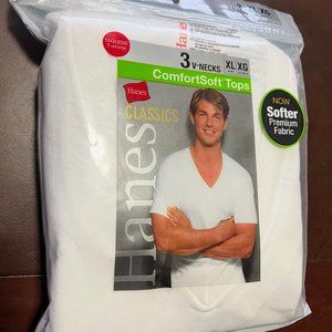 XL Hanes Classics ComfortSoft V-Neck T-Shirts - 3 Pack